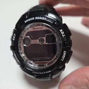 Armitron Black Shock Resist Digital watch Needs Batterie Not Tested